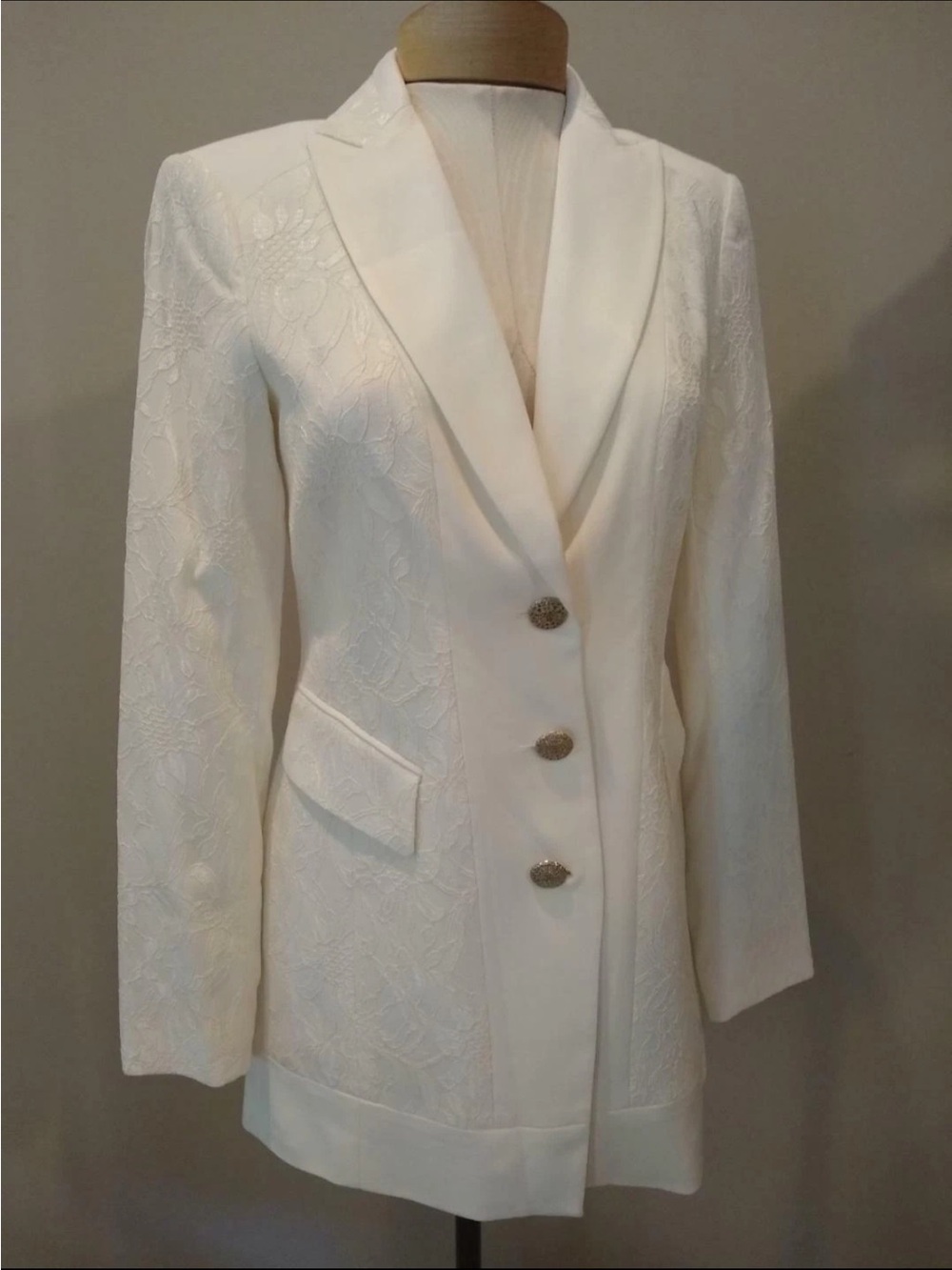 Women's Etcetera Creamy WhiteEmbroidered Blazer Jacket Size 2